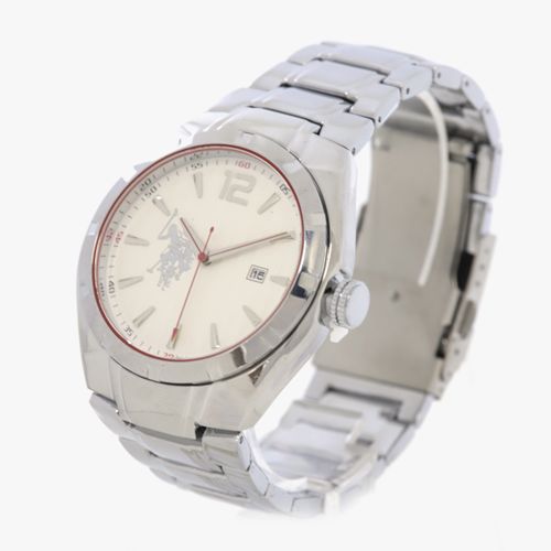 Reloj U.S. Polo análogo metálico blanco para hombre