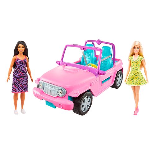 Jeep con muñeca y amiga