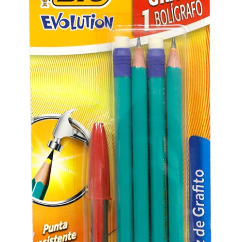 Blister 4und lápiz hb#2 evolution verde+1bol gratis