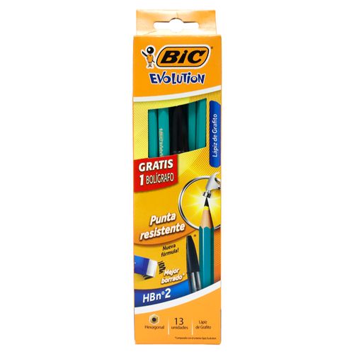 Caja 12und lápiz hb#2 evolution verde+1bol gratis