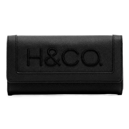 Billetera flap H&Co color negro para dama