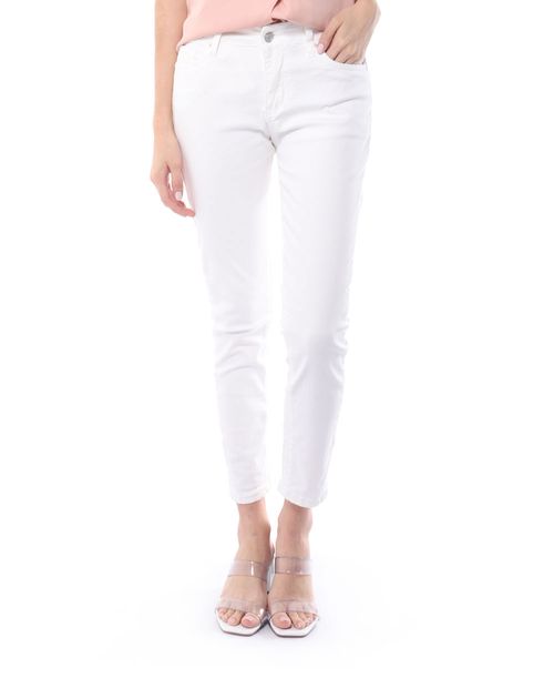 Jeans Sabrina skinny blanco de cintura media para dama