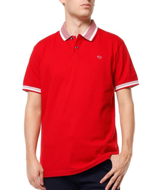 Camisa polo moda sólida roja para hombre