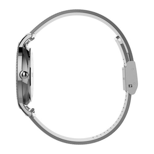 Reloj Timex análogo metálico color plateado para mujer