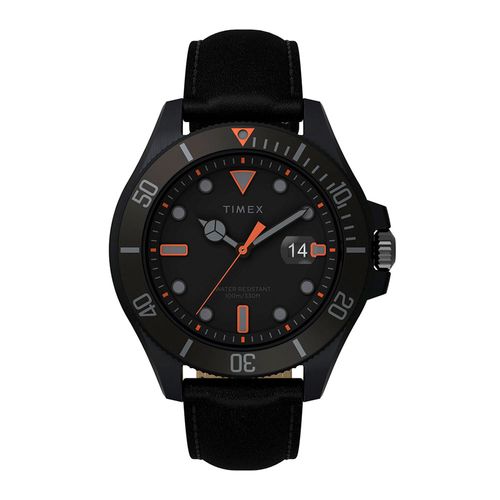 Reloj cuero hombre negro análogo