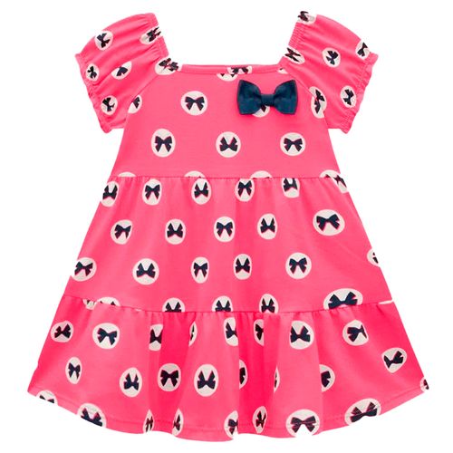 Vestido rosado con estampado para niña