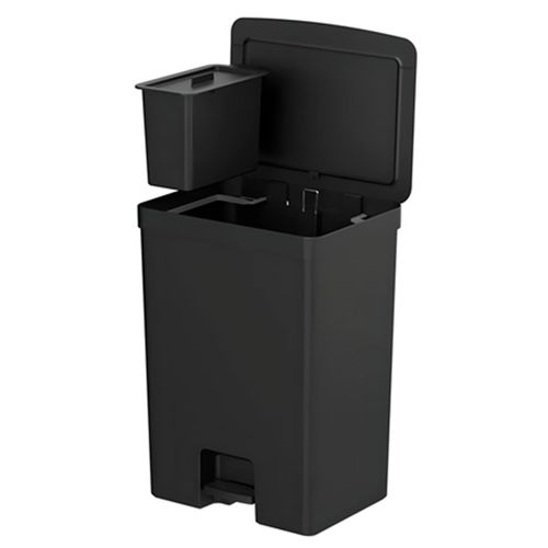 Basurero de plástico con depósito extra y pedal 46 litros