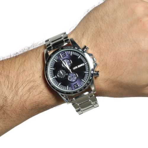 Reloj Steve Madden análogo/cronógrafo metálico plateado para hombre