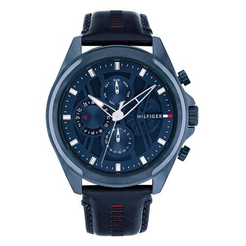 Reloj Tommy Hilfiger análogo cronógrafo Jax de cuero azul para caballero