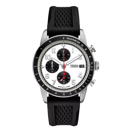 Reloj Fossil análogo/cronógrafo silicón negro para hombre