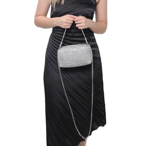 Cartera clutch Sasha color plateado para mujer