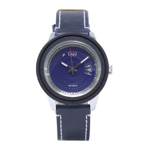 Reloj QQ análogo de cuero negro para hombre