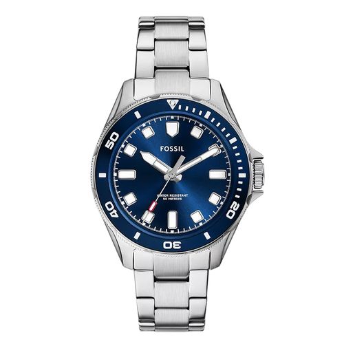 Reloj Fossil análogo de acero inoxidable plateado para hombre