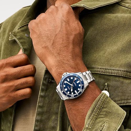 Reloj Fossil análogo de acero inoxidable plateado para hombre
