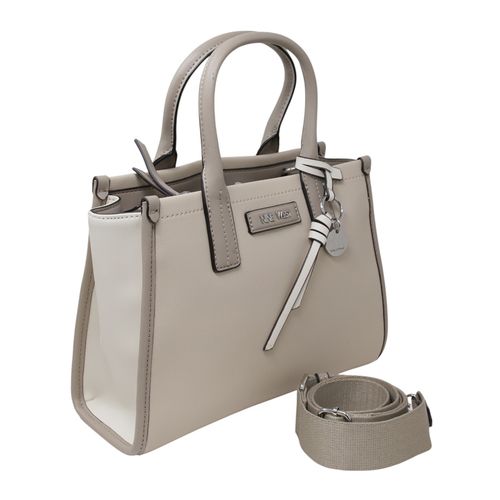 Cartera satchel Nine West color beige para mujer