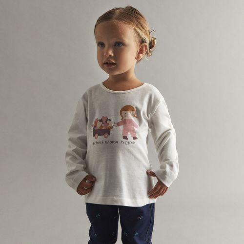 Blusa blanca con estampado para bebé niña