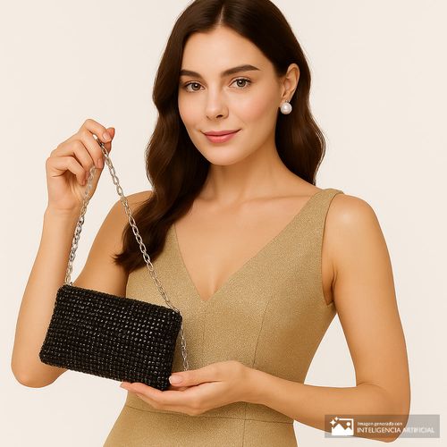 Cartera clutch Sasha color negro para mujer