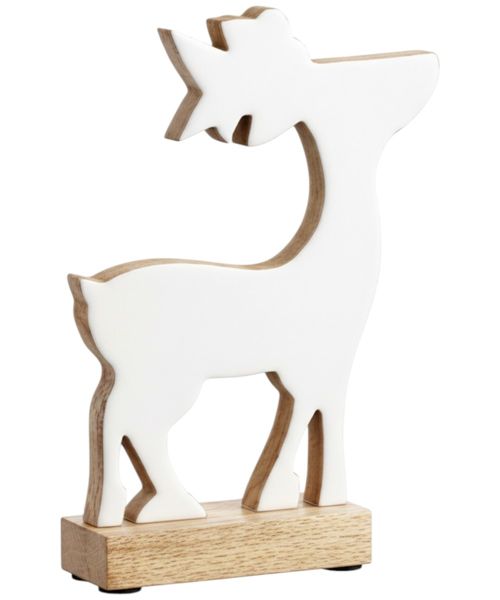 Adorno para mesa reno blanco de madera 27 cm