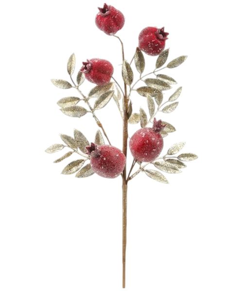Rama decorativa de granada nevada 57 cm