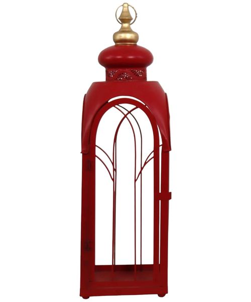 Portavelas decorativo rojo 24 x 24 x 78 cm