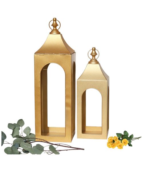 Juego de portavelas decorativas doradas 21.5 x 21.5 x 79.5 cm