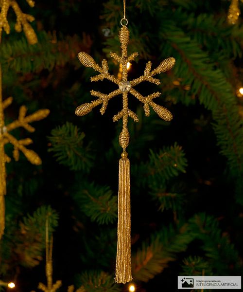 Adorno colgante decorativo para árbol dorado 29 x 12.50 cm