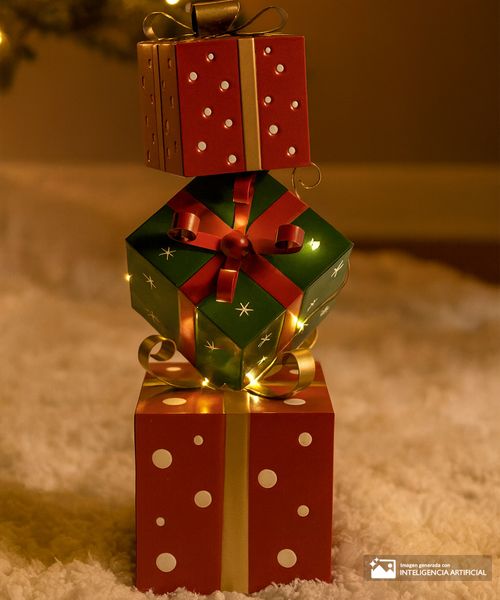 Torre de cajas de regalo metálicas 41 x 36 x 91 cm