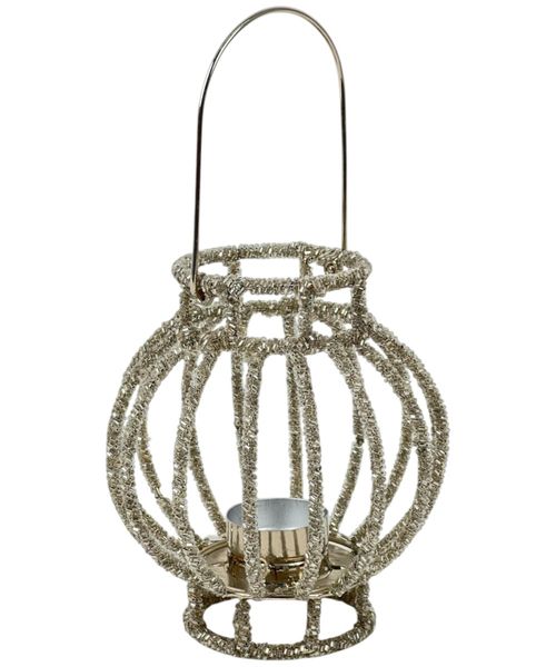 Portavelas decorativo metálico dorado champagne 14 x 14 x 15.50 cm