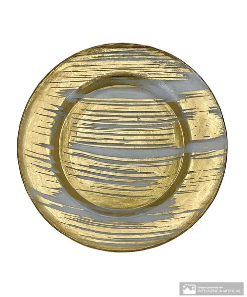 Portaplato de vidrio con detalles dorados 32 cm