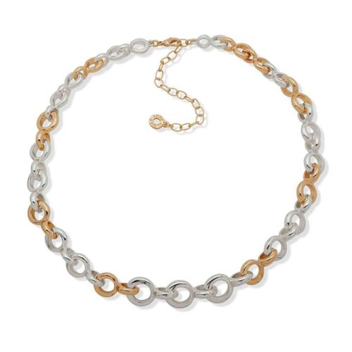 Collar de metal bicolor en tono dorado y plateado para mujer