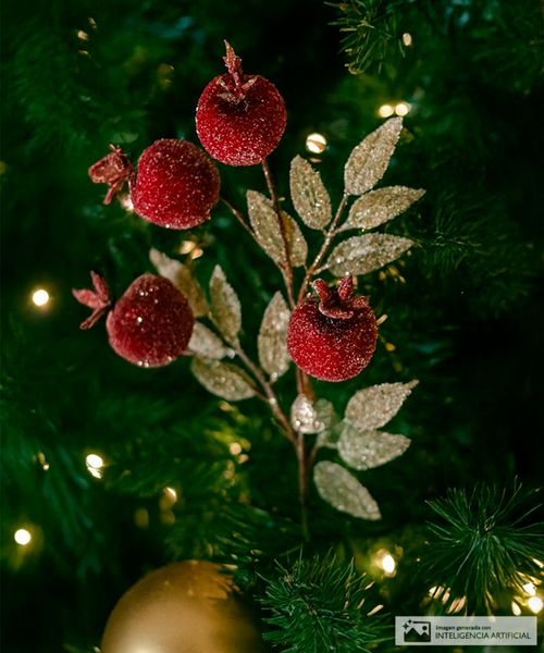 Rama decorativa de granada nevada 57 cm