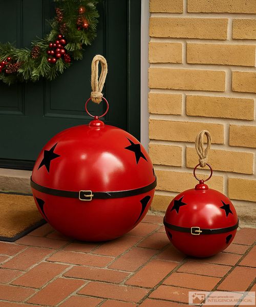 Set de 2 cascabeles navideños rojos  60 x 60 x 71 cm