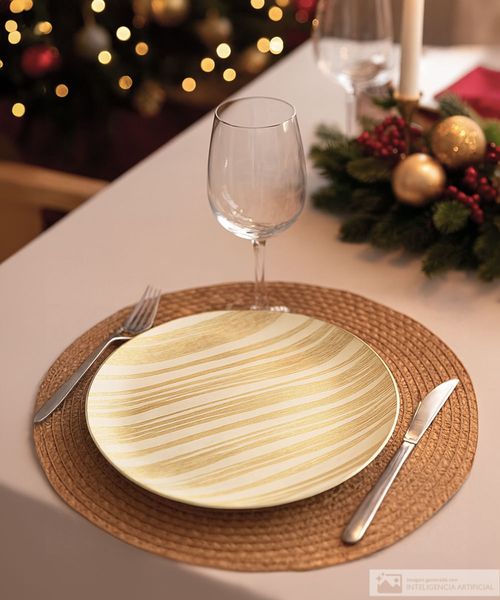 Portaplato de vidrio con líneas doradas 32 cm