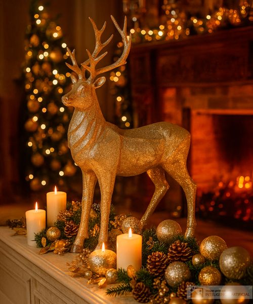 Reno decorativo con glitter 27cm