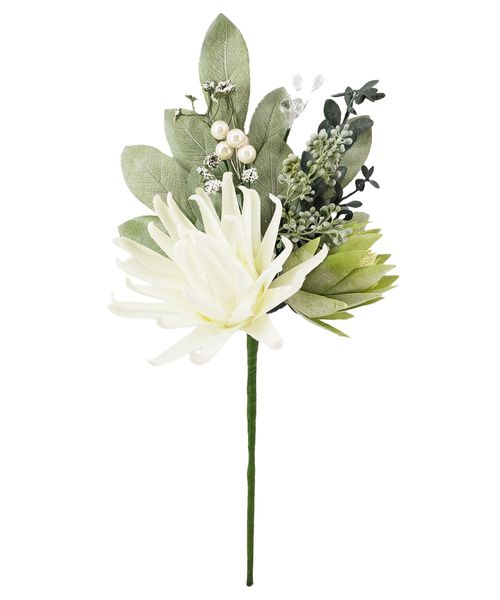 Rama decorativa de protea blanca con follaje 45 cm
