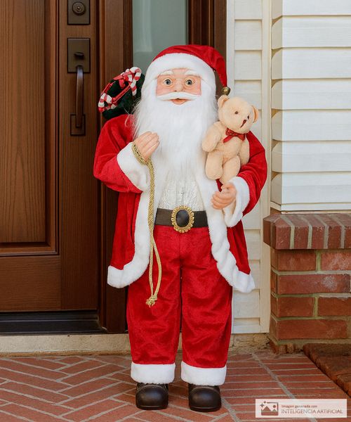 Santa Claus con bolsa de regalos 90 cm