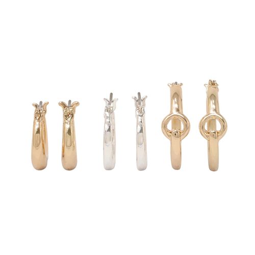 Set de argollas doradas y plateadas de metal para mujer
