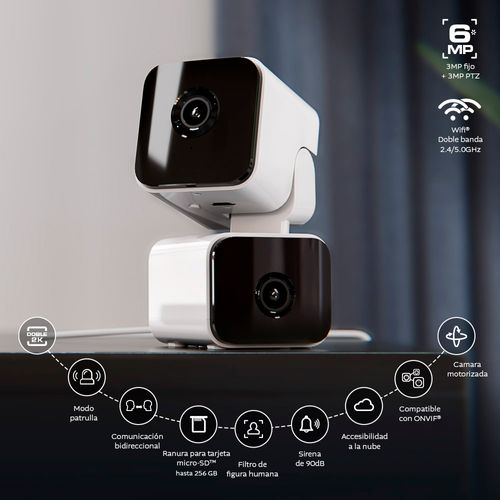 Cámara inteligente Wi-Fi  de doble lente PTZ