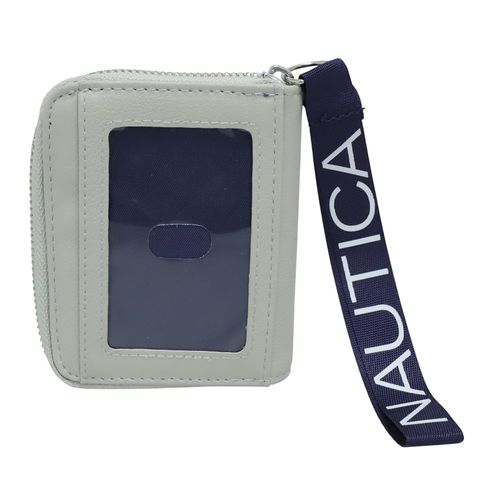Billetera zip around Nautica color gris para mujer