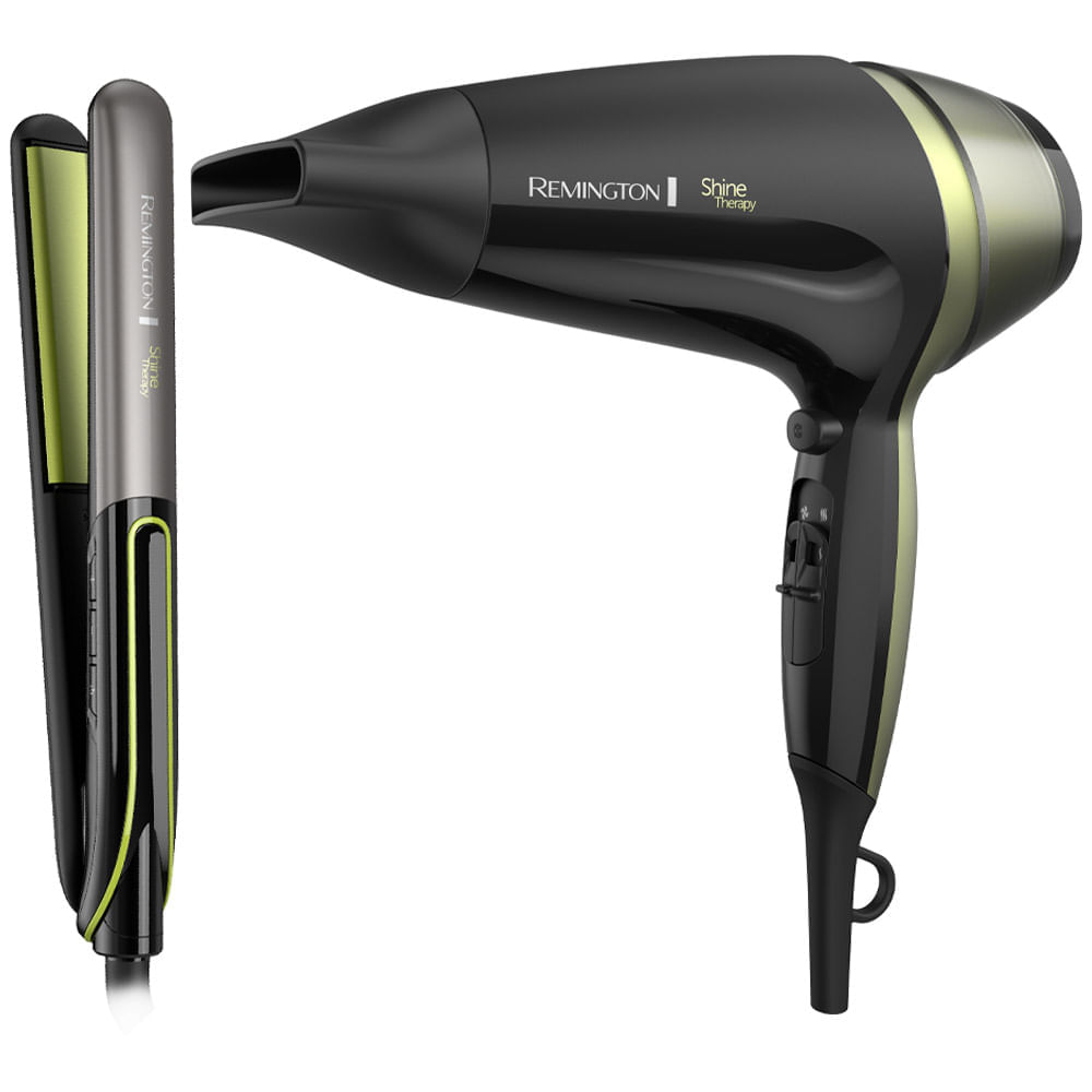 Remington Combo secadora y plancha Shine Therapy aguacate