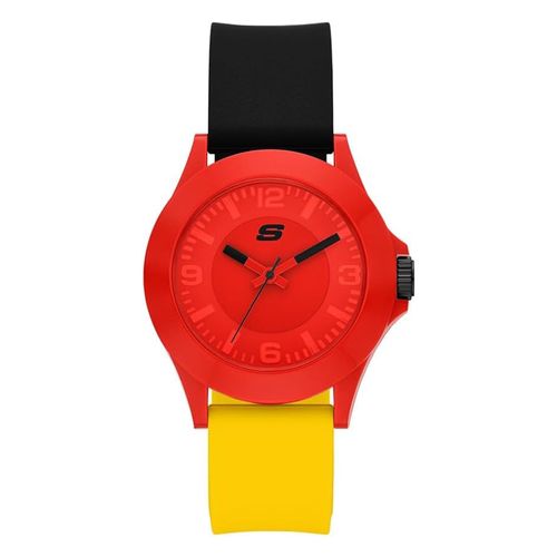 Reloj Skechers análogo Alemania Mundial de silicón amarillo con negro y esfera roja unisex