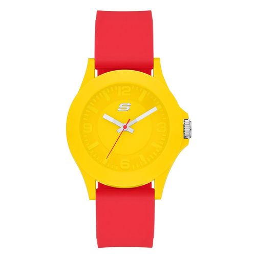 Reloj Skechers análogo España Mundial de silicón rojo y amarillo unisex