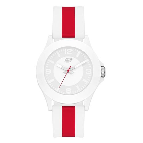 Reloj Skechers análogo Inglaterra Mundial de silicón blanco/rojo unisex
