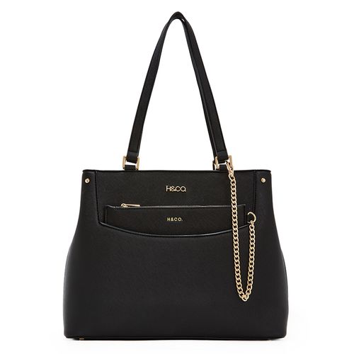 Cartera tote H&Co Alize color negro para mujer