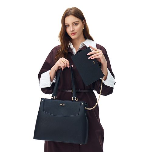 Cartera tote H&Co Alize color negro para mujer