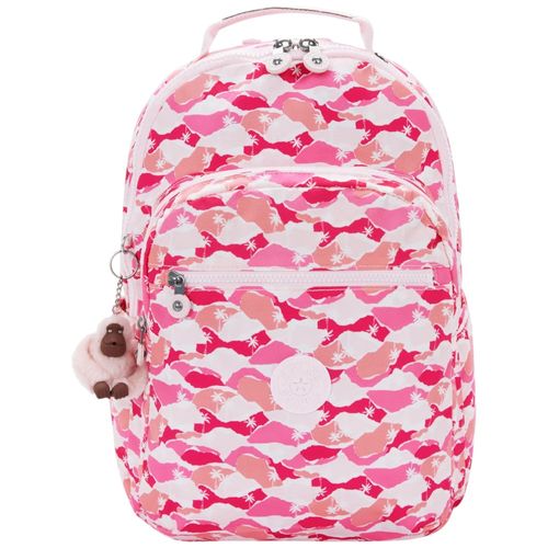 Mochila Kipling Seoul color rosa con estampado