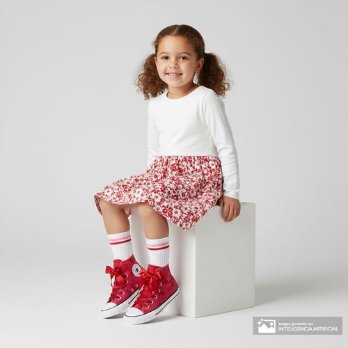 Zapato Converse Chuck Taylor All Star Polka Dots & Bow Easy on rojo para niña