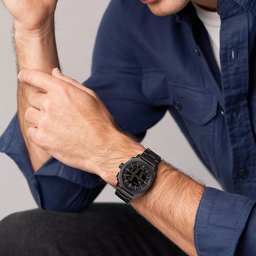 Reloj Fossil análogo digital de acero inoxidable negro para hombre