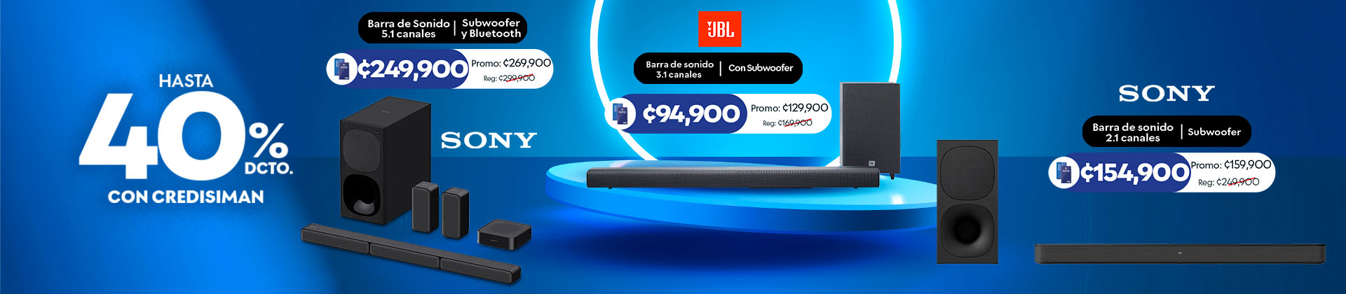 Bocinas, barras y equipos de sonido